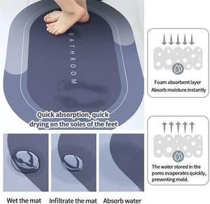 Alfombrilla Absorbente de Agua de Diatomita Personalizada de Fábrica, Alfombrilla Antideslizante de Espuma Viscoelástica de Diatomita para Baño - Product Image 4