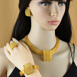 Bijoux <span class=keywords><strong>fantaisie</strong></span> en gros pour femmes, colliers de mode pour femmes, ensemble de bijoux plaqués or de haute qualité - Product Image 6