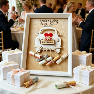 Cornice Portafoto e Portasoldi a Forma di <span class=keywords><strong>Auto</strong></span> Personalizzata con Incisione, Nome e Data di Coppia, Portasoldi Personalizzato per Matrimonio - Product Image 5