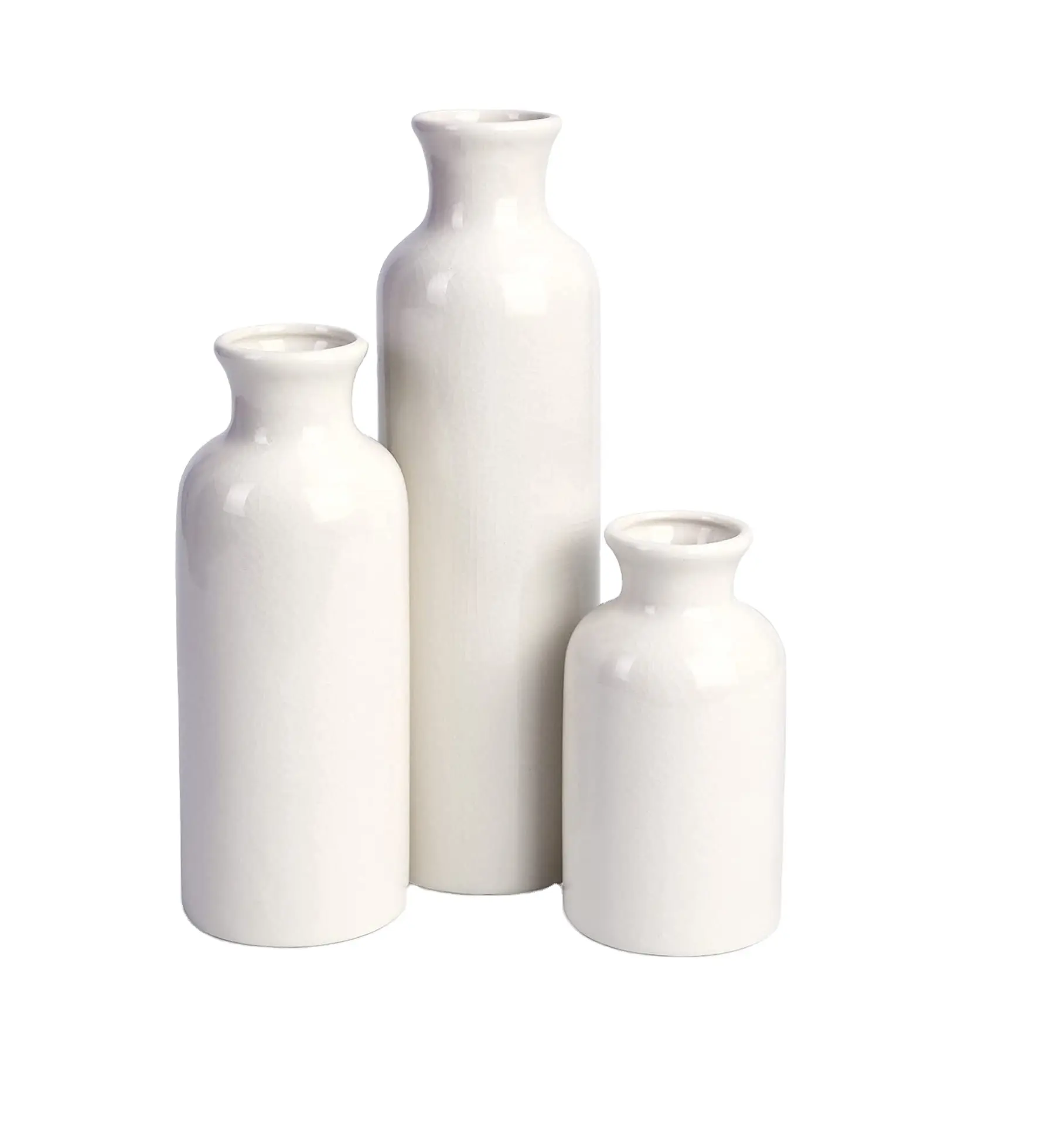 Amazon Best Seller Farmhouse White Vases for Decor Set of 3 Ceramic Vase Handmade Decorative Vases for Home Decor