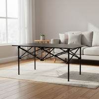 Table pliante en fer à roulettes, hauteur réglable, plateau épaissi antidérapant, design moderne, légère et portable, pour l'école et l'extérieur