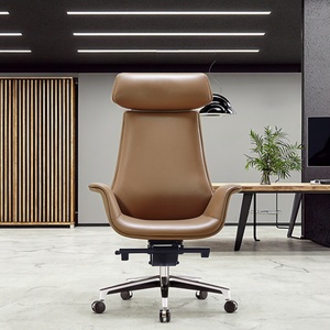 Silla de Oficina Ergonómica de Cuero Genuino con Respaldo Alto, Diseño Moderno, Nuevo Modelo, para Hogar u Oficina - Product Image 1