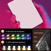Lumière vidéo RGB portable, panneau lumineux LED pour caméra, lumière LED pleine couleur 360°, CRI95+, intensité réglable 2500K-9000K