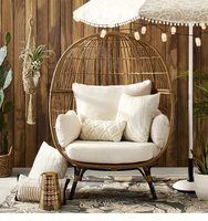 Fauteuil paresseux mobile en rotin style nordique, canapé nid d'oiseau, mobilier de loisirs pour resort, cour et balcon, petite table en HDPE