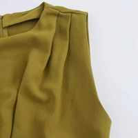 Nouvelle robe longue élégante sans manches pour femme, col rond, unie, décontractée, coupe ajustée, avec ouverture à la taille et design échancré