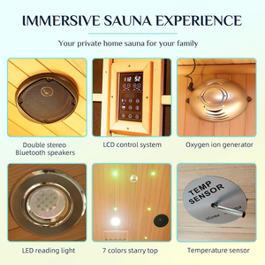 ساونا فاخرة حمراء خفيفة 2 شخص طيف كامل ساونا الأشعة تحت الحمراء البعيدة للبيع - Product Image 6