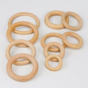 Anillo de madera de haya, anillo de dentición para bebé de madera maciza, artesanía redonda de madera de haya sin pintar. - Product Image 2