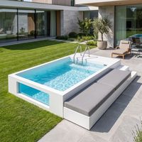 Piscine Conteneur Extérieure, Piscine Modulaire Durable avec Couverture et Système de Filtration pour Villa Familiale, Resort, Vente en Gros