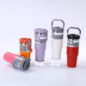 Wholesale Customizable 30oz Tumbler Cups Stainless Steel With Handle & Flip Straw Lid BPA Free <b>For</b> Cold & Hot Drinking - Product Image 3