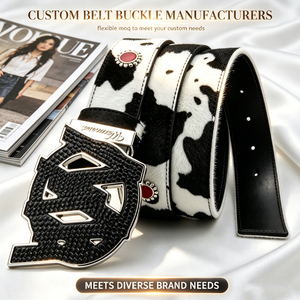 Fibbie per Cinture da Cowboy Personalizzate di Lusso con Stampa Pelle di Mucca, Fibbia Grande in Lega di Zinco Stile Rodeo, Cinture da Cowgirl Costiere - Product Image 1
