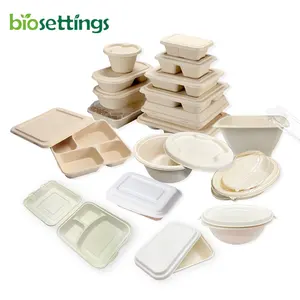 Boîte en papier en gros, conteneur à emporter Compostable, boîte à aliments biodégradable, récipient à aliments jetable