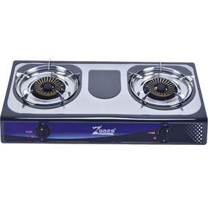 Cuisinière à gaz 2 brûleurs en acier inoxydable, cuisinière à gaz autonome, cuisinière de cuisine manuelle pour usage domestique - Product Image 1