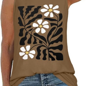 Women's Lightweight 100% Cotton Polyester Tank <b>Top</b> Summer Sleeveless Breathable Anti-Pilling Knitted Fabric Casual Style - Product Image 3