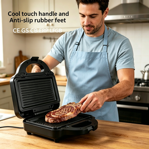 Grille de petit-déjeuner électrique 3 en <span class=keywords><strong>1</strong></span>, double plaque chauffante, gril à gaufres antiadhésif, cuisinière d'intérieur pour faire des sandwichs, des steaks et des burgers - Product Image 6