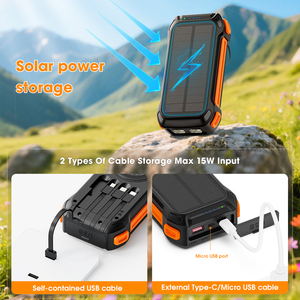 Caricatore Solare 20000mAh Li-Polymer con Cavi Integrati, Ricarica Rapida 22.5W, Power Bank Portatile, Torcia USB Type-C per Campeggio - Product Image 3