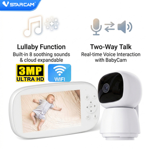Moniteur Bébé WiFi BM1 3MP avec Écran TFT 5 Pouces, Zoom 4X, Prise en Charge de 2 Caméras Bébé, Partage Multi-Appareils, Détection des Pleurs, Berceuses, Température - Product Image 1