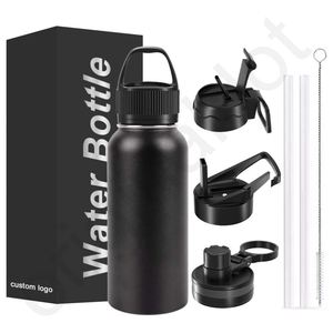 Bouteilles d'eau en acier inoxydable – Avec couvercle à paille et bec verseur anti-fuite – Bouteilles d'eau métalliques de 32 oz - Product Image 1
