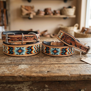 Highest Quality Handmade Soft Padded Leather <b>Dog</b> <b>Leash</b> Carved Rivet Beaded Design Eco-Friendly Fashion Medium Breed Size Solid - Product Image 3