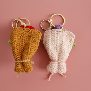 New Crochet Hoa Bó Hoa Mặt Dây Chuyền Hoa Hướng Dương Mini Bó Hoa Keychain Handmade Tulip Túi Quyến Rũ Đan Hoa Cho Vòng Chìa Khóa - Product Image 2