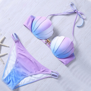 Venta al por mayor lindo Micro <span class=keywords><strong>Bikini</strong></span> traje de baño conjunto 2 piezas diseño de retazos con perlas Shell cuerdas Sexy <span class=keywords><strong>Bikini</strong></span> para <span class=keywords><strong>Big</strong></span> <span class=keywords><strong>Boobs</strong></span> Pearns - Product Image 3