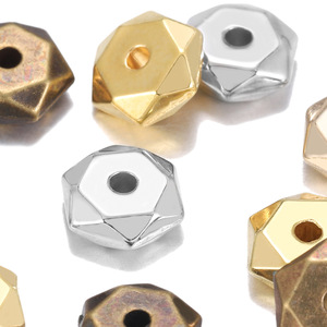 Perles d'espacement Ccb 7mm, perles rhomboïdes à coupe hexagonale pour la fabrication de bracelets, fournitures de bijoux, perles en métal plaqué de couleurs mélangées - Product Image 3