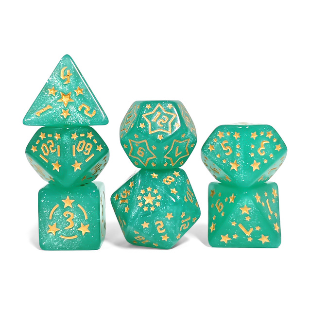Hot Sale 7pcs/set Multi-Color Star Pattern Acrylic Dice New Design for Dungeons and Dragons RPG Games