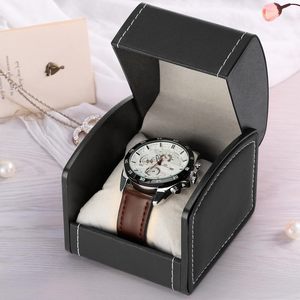 Boîte cadeau de luxe <span class=keywords><strong>en</strong></span> <span class=keywords><strong>cuir</strong></span> pour <span class=keywords><strong>montre</strong></span> simple, étui portable <span class=keywords><strong>à</strong></span> fente unique pour <span class=keywords><strong>montre</strong></span>-bracelet, boîte de rangement et de présentation avec coussin - Product Image 2