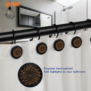 Crochets pour <span class=keywords><strong>rideau</strong></span> de douche en résine antirouille, 5 pièces, décoratifs, fleur, tige de douche pour salle de bains, tige de douche - Product Image 5