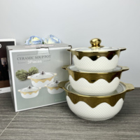 Marmite à Soupe en Céramique de Luxe Grande Taille pour Cuisine Domestique 2024, avec Couvercle en Verre