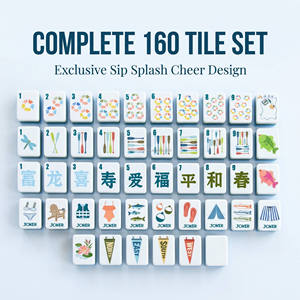 HIMORE Nuevo Juego <span class=keywords><strong>de</strong></span> Fichas <span class=keywords><strong>de</strong></span> Mahjong Americano <span class=keywords><strong>de</strong></span> Gran Venta, Fichas con Grabado Artístico, Acrílico Azul Claro con Diseño <span class=keywords><strong>de</strong></span> Salpicaduras, Regalos para Fiestas Familiares - Product Image 5