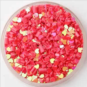Tırnak sanat 3mm kalp şekli konfeti Nail Art Glitter Sprinkles takılar malzeme balçık