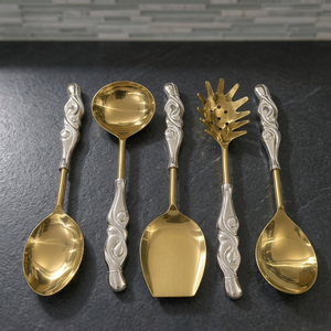Servidores de Ensalada Decorativos de Lujo con Mangos Artísticos, Elegantes Cubiertos Metálicos para Mesas de Boda, Cenas Elegantes y Regalos - Product Image 3