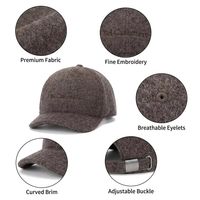 Casquettes de baseball et casquettes Dad Hats de luxe minimalistes à 6 panneaux, en mélange de laine et de cachemire, broderie ton sur ton, chaudes pour l'hiver, qualité supérieure, vente en gros