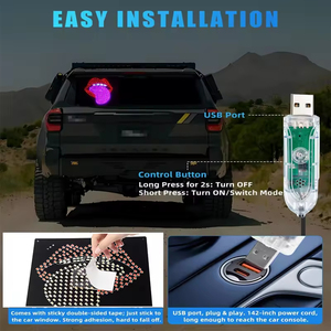 Éclairage ambiant de voiture à LED automatique avec design de langue rouge 2026, décoration murale USB, lumière d'avertissement pour pare-brise, décoration pour voiture - Product Image 4