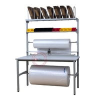 Table de travail modulaire en acier laminé à froid pour entrepôt, avec étagères et système de découpe intégré