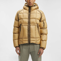 Vestes d'hiver matelassées pour hommes, 100% polyamide nylon, avec capuche réglable, en tissu ripstop, rembourrées de duvet