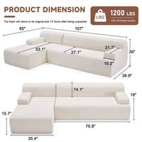 Rahmenloses PU L-förmiges Modulares Sofa Hochdichter Schaumstoff Vakuumverpackt Rutschfest Keine Montage Erforderlich Modern