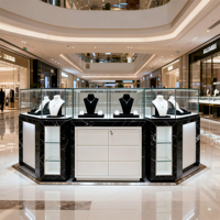 Kios Display Kabinet Logam LED Mewah Modern dengan Etalase Perhiasan Ramah Lingkungan yang Dapat Disesuaikan