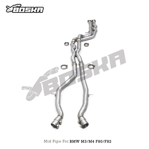 Tubo de escape de acero inoxidable Boska de ajuste directo de 2.5 pulgadas con longitud igualada para BMW M3/M4 F80/F82 S55 3.0T 2014-2019 con resonador - Product Image 4