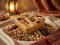 Boîte Cadeau de Dattes Séchées de Luxe DADI, Bonbons, Style Moyen-Oriental, Boîte en Fer Blanc Carrée Dorée de Qualité Supérieure