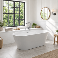 Baignoire autoportante élégante 1500 mm en acrylique, ovale à double extrémité, avec dimensions personnalisées pour salon de beauté