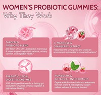 Gummies Probiotiques pour Femmes Saveur Canneberge Lactobacillus Acidophilus Rhamnosus FOS XOS Enzymes Digestives 60 Comprimés