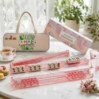 Lot de 4 règles de Mahjong portables modernes avec logo personnalisé, outil d'organisation de tuiles multifonctionnel de taille standard et lisse