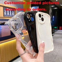 Coque de téléphone portable en silicone TPU de luxe avec imprimé rose bleue et bord ondulé pour iPhone 11 12 13 14 15 16 17 Pro Max