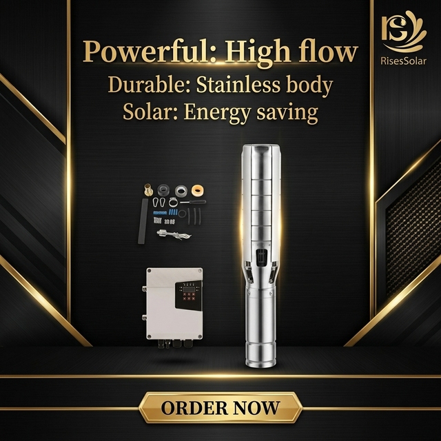 Farm Irrigation DC Solar Water Pump System High Pressure Solar Power Water Pump Deep Well Submersible Borehole Pump with MPPT