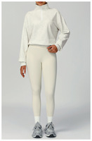 Sweat-shirt personnalisé avec logo du fabricant, demi-zip, grande taille, manches longues, pull-over pour femme, col montant, couleur unie, en coton