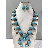Nouveau Collier Long Tendance en Pierre Style Vintage Véritable Turquoise Western Superposé Cowboy Bohème Empilé Ensemble de Bijoux Bohèmes pour Femme