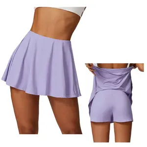 Pantalones cortos de Yoga de cintura alta Anti-UV con sensación de hielo, falda con Control de barriga, deportes, Fitness, pantalones cortos antiexposición, falda para jugar a la pelota