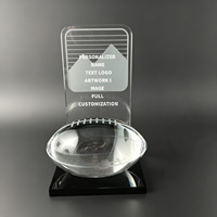 Trophée en cristal Neelpure 187131 au design unique et créatif en forme de ballon de football avec base noire et motif personnalisé gravé au laser