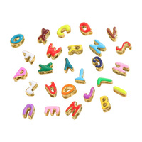 Stainless Steel Gold PVD Plated Colorful Enamel Bubble Letter Alphabet Initial Charm DIY Name Letter Accessories Jewelry Fitting